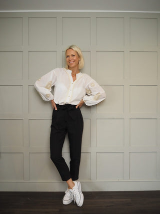 Cassie Blouse Embroidered with Fringing - Off White