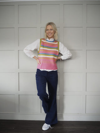 Zely Wide Leg Corduroy Trousers by Frnch - Powder Blue