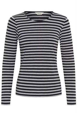 Nemajas Long Sleeve Stripe T Shirt - Ecru/Mole, Grey/Navy
