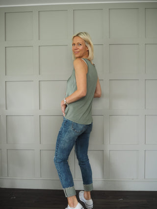 Sarah Silk Mix Vest Top - Black