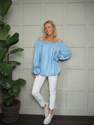 Tarina On/Off Shoulder Blouse - Sky Blue