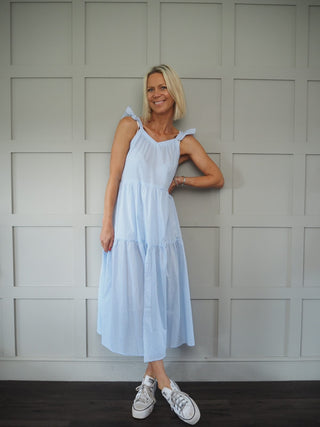 India Dress - White with Broderie Anglaise