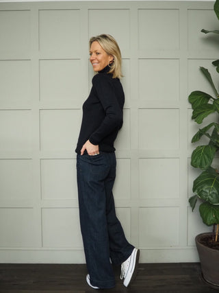 Lola Ribbed Polo Neck - Pink, Turquoise and Winter White