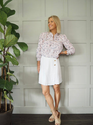 Kakia Linen Skirt - Stone, White