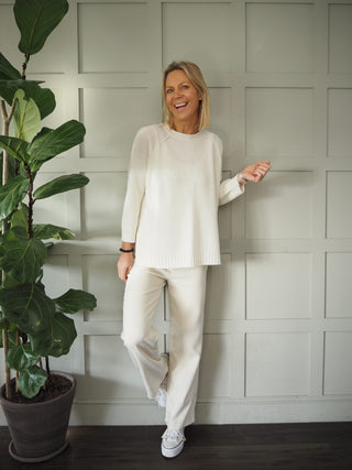 Simi Striped Cardigan with Button Fastenings - Camel/Off White