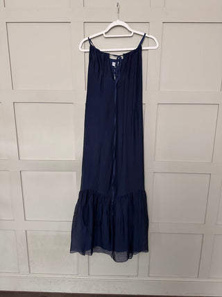 Wendi Silk Mix Sun Dress by Frnch - Navy Blue