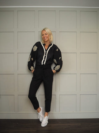 Cassie Blouse Embroidered with Fringing - Off White