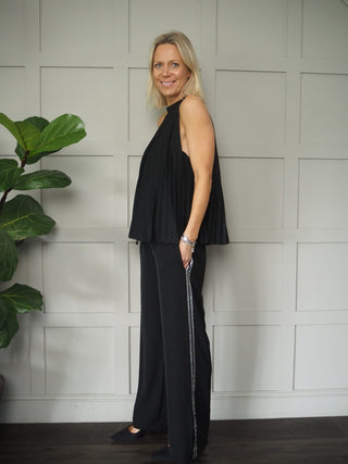 Yeva Pleated Halterneck Top - Silver