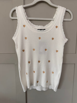 Bitsi Vest Top - Cream with Gold Heart