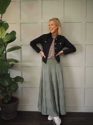 Indigo Lightweight Cotton Jacket with Button Fastening &amp; Pockets - Coral