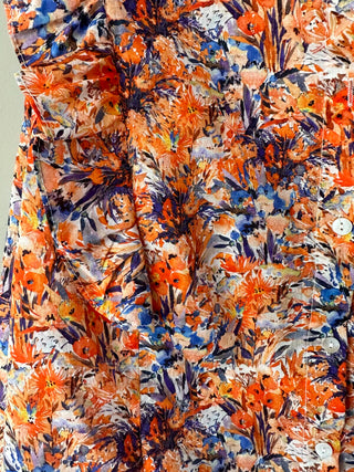 Rachel Blouse with Cap Sleeves - Floral Orange