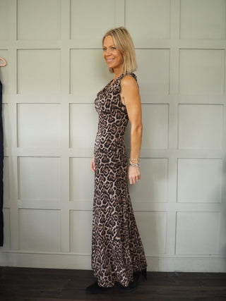 Wazi Leopard Print Dress - Camel, Grey