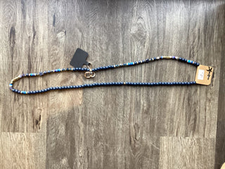 Crossbody Wooden Beaded Phone Cord - Black and Navy Blue