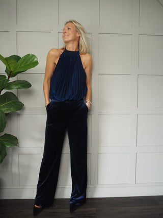 Yeva Pleated Halterneck Top - Silver