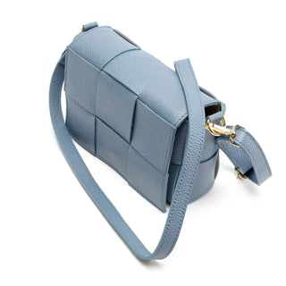Patchi Crossbody &amp; Clutch Leather Bag with Square Woven Design - Stone