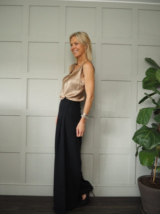 Rhea Camisole with Ruffle Detail - Black, Chocolate, Mushroom, Pale Pink