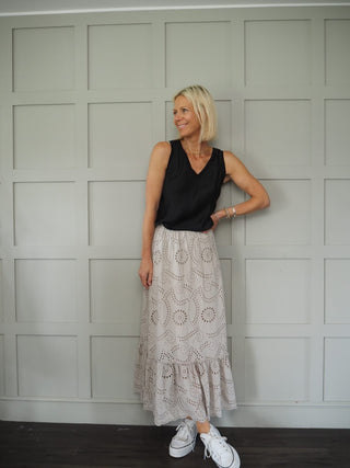 Sarah Silk Mix Vest Top - Black