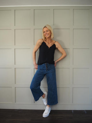 Gem Camisole with Ruffle Detail - Navy Blue