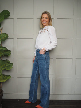 Mojo High Neck Blouse - Light Blue