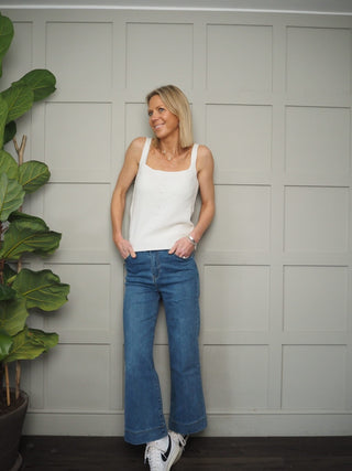 Laila Knitted Vest Top - Off White