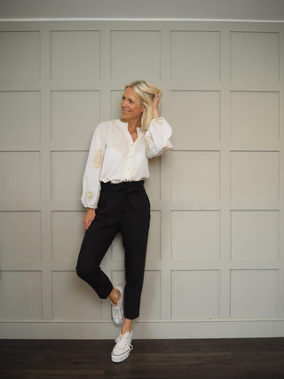 Cassie Blouse Embroidered with Fringing - Off White