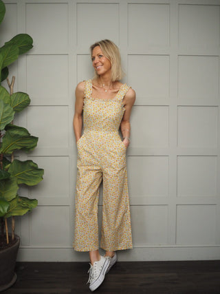 Ambre Claire Cotton Dungarees by Frnch - Floral