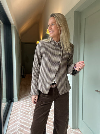 Isabella Houndstooth Blazer - Chocolate/Caramel
