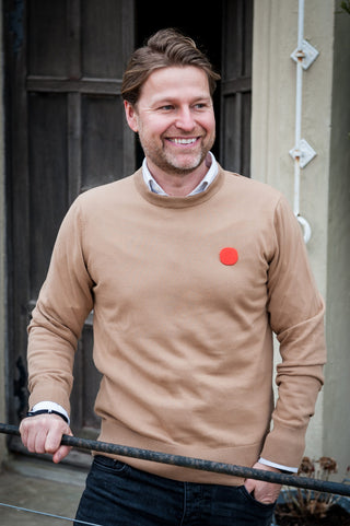 Men's Aino Dot Cotton Jumper by Loreak Median - Ochre with Logo