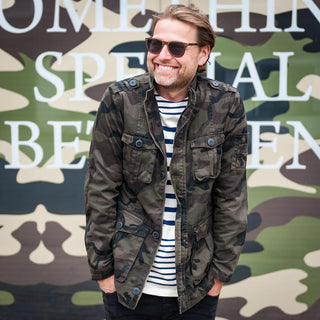 Men’s Samuel Cotton Striped Jumper - Off White and Navy