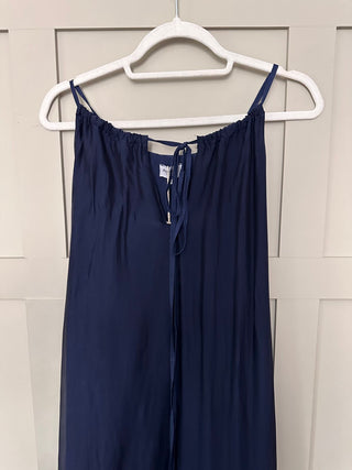 Wendi Silk Mix Sun Dress by Frnch - Navy Blue