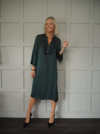 Damson Dress with Ruffles - Black