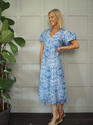 Liberty Dress - Beige, Blue, Green