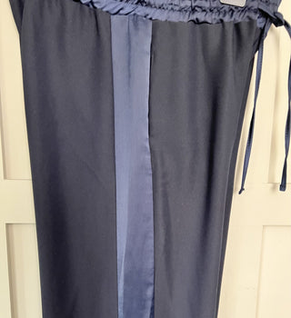 Martina Trousers - Navy with Contrasting Navy Satin Side Stripe