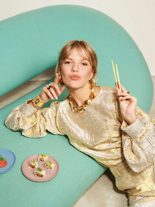 Stardust Long Sleeve Top by Pom Amsterdam - Gold