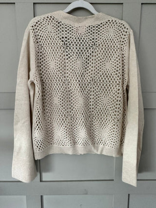 Cashmere Cardigan by Brodie with Crochet Back - Navy Blue