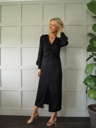 Douce Uni Silky Feel Maxi Dress by Idano - Black, Green