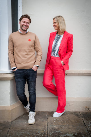 Men's Aino Dot Cotton Jumper by Loreak Median - Ochre with Logo