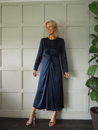 Falliella Dress with Knot Detail and Side Slits by Ottod'Ame - Black, Green and Navy Blue