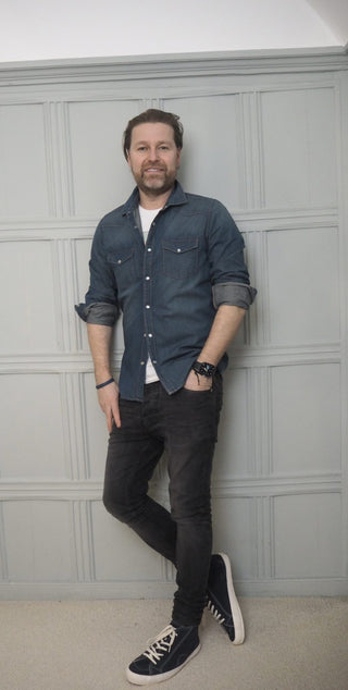 Men's Long Sleeved Denim Shirt - Denim Blue