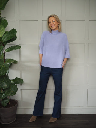 Briar Boot Cut Denim Look Trousers, with Stretch - Blue