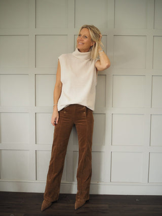 Paula Baby Boot Cut Corduroy Trousers - Camel