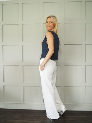 Everley Linen Waistcoat, Unlined with Faux Pockets &amp; Wooden Front Button Detail - 5 Colours