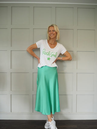 Satin Slip Skirt - Emerald