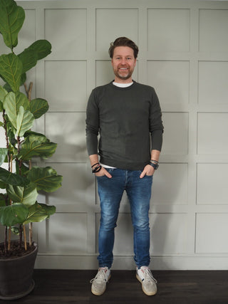 Men's Shiva Hemp Long Sleeved Top by Thinking Mu - Navy Blue