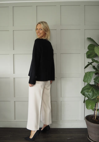 Lim Wide Leg Trousers by Ottod'Ame - Black, Ecru, Navy Blue