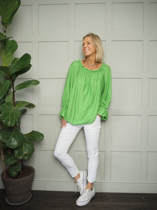Tarina On/Off Shoulder Blouse - Bright Green