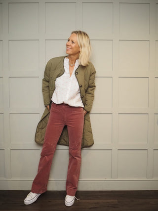 Marceo Boot Cut Corduroy Trousers - Ecru