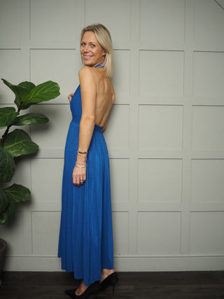 Marilyn Halterneck Dress - Bright Blue