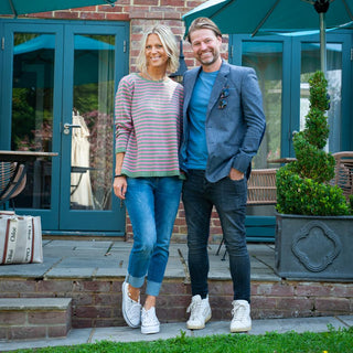 Men’s Jude Herringbone Wool Blazer with Hand Block Printed Lining - Navy/Grey