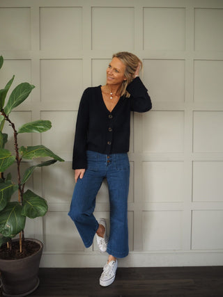 Cashmere Cardigan by Brodie with Crochet Back - Antique White